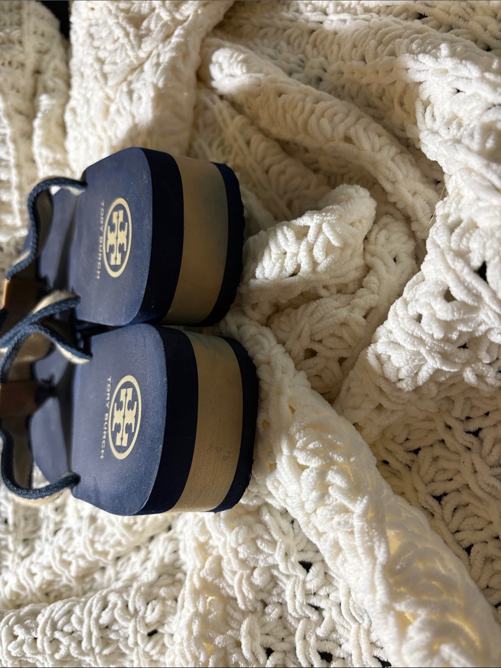 Tory Burch Navy and Tan Flip Flops - Picture 3 of 3